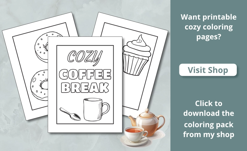 cozy coffee break printable coloring pages