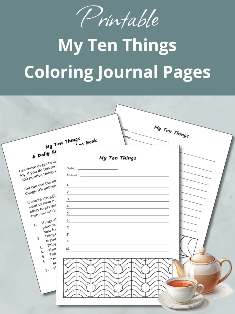 my ten things gratitude journal