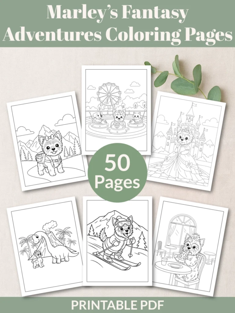Cute dog fantasy adventure coloring pages