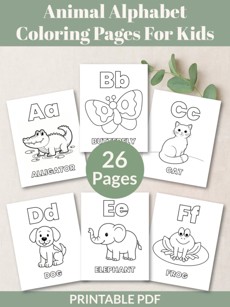 Animal Alphabet coloring pages for kids
